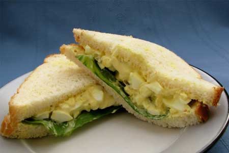 Egg mayonnaise sandwich on wholemeal bread